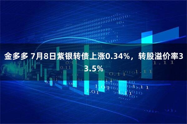 金多多 7月8日紫银转债上涨0.34%，转股溢价率33.5%