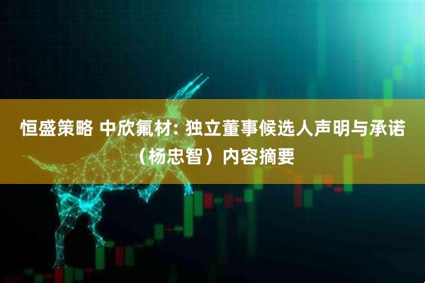 恒盛策略 中欣氟材: 独立董事候选人声明与承诺（杨忠智）内容摘要
